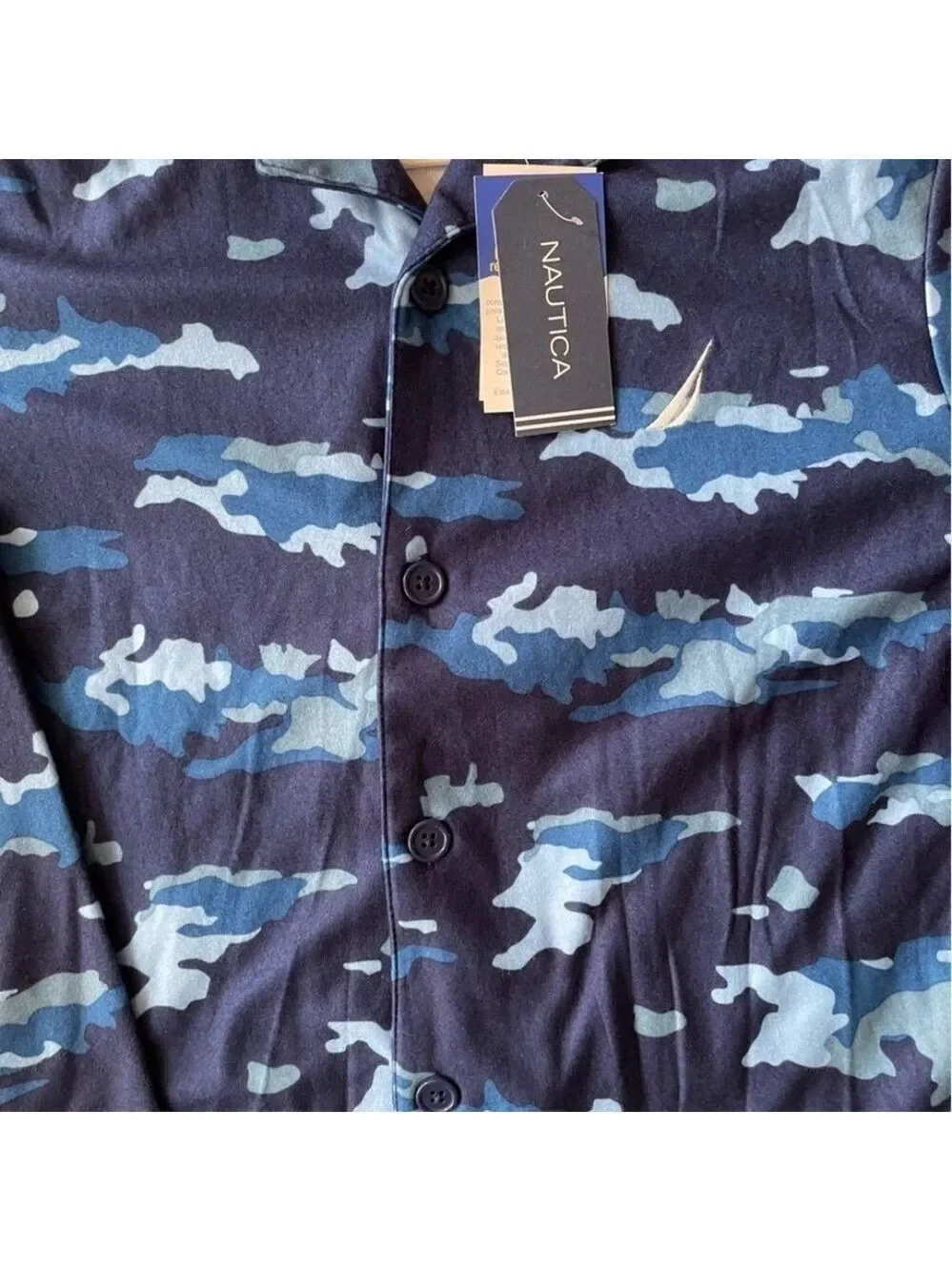 Nautica Sleep Shirt Navy Blue Button Front Long Sleeve NWT Size 12 - Picture 5 of 9